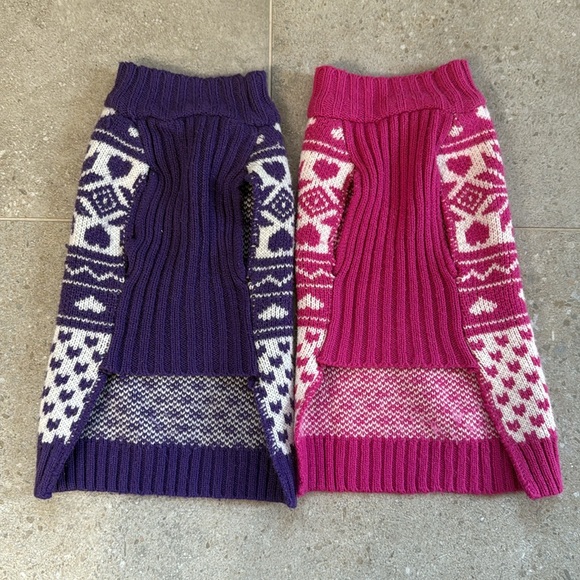 Pink & Purple Fair Isle Puppy Sweaters 10-20 lb dog size - Picture 4 of 4